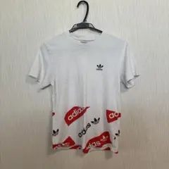 adidas ロゴプリント 半袖Tシャツ ホワイト/レッド