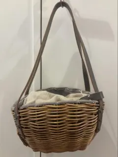 【エバゴス】レザーハンドル かごバッグ バスケット