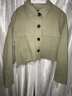 オリーブグリーン クロップドジャケット