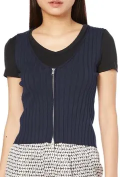 ダブルスタンダードクロージング　ワイドリブ　ノースリーブニット　ネイビー 38