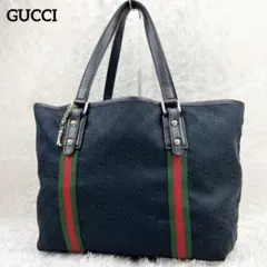【美品】グッチ シェリーライン GGキャンバス トートバッグ チャーム