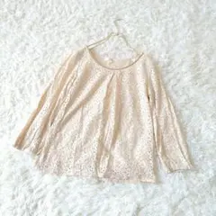 Ropé Picnic カットワークレース長袖シャツカットソー 38ベージュ