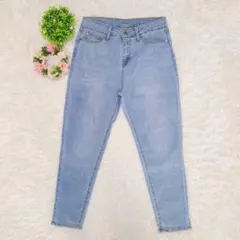 美品 【シューラルー】 クロップドジーンズ (S) ブルー 接触冷感 スキニー