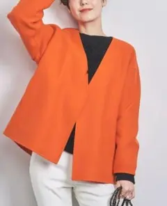 新品　Vネック リバー ショートコート