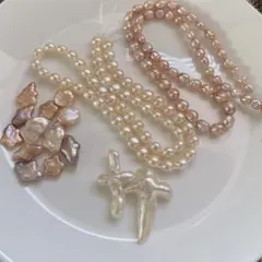 半額以下❣️天然淡水パールアソート　バロック　クロス　星　ハンドメイドパーツ