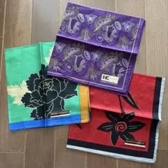 未使用　コシノジュンコ & コシノヒロコ　ハンカチ3枚　ペイズリー　花柄　ドットのサムネイル