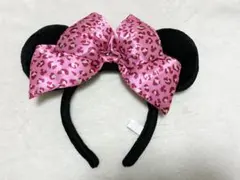 ディズニー　ミニー★ヒョウ柄　カチューシャ★ピンク　レトロ