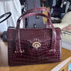 【未使用】クロコダイル　ハンドバッグ ボルドー　JRA SANPOのサムネイル