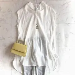 美品 定価2万 マルティニーク 長袖ブラウス フリル 白 リボン ゆったり 
