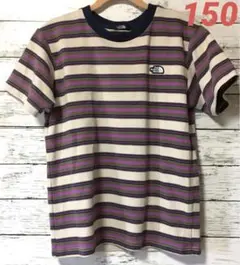 ノースフェイス　Tシャツ　150 ボーダー　パープル　カーキのサムネイル