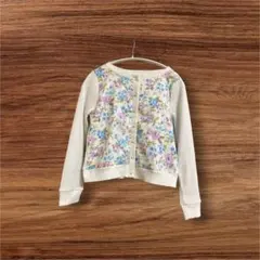 【トッコtocco】花柄　切り替えカーディガン　大人可愛い　ホワイト　Mのサムネイル