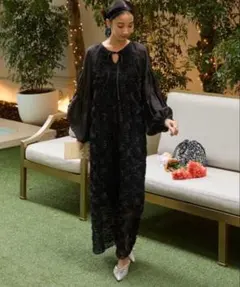 【forksy.】フラワーモチーフシアーバルーンスリーブ オケージョン 結婚式