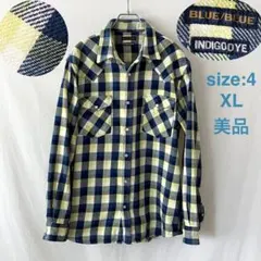 美品 ブルーブルー ウェスタンシャツ 4 XL HRM INDIGO DYEのサムネイル