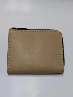 新生活　新入学　Ｌ字ファスナー財布　牛革製　ベージュ