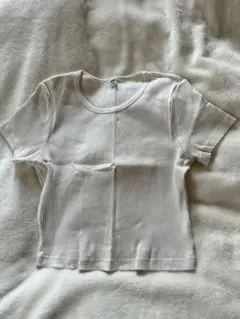 UNIQLO リブ編み ホワイトTシャツ Sサイズ
