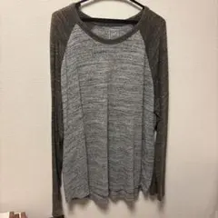 GAP ラグラン長袖カットソー グレー×ブラウンのサムネイル