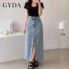 GYDA ケミカルデニムロングスカート スリット タグ付 Y2K ロゴありのサムネイル