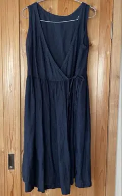 nest Robe リネンカシュクールノースリーブワンピース　インディゴ