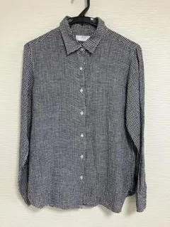 ユニクロ　リネン長袖チェックシャツ