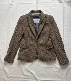 ZARA 100%ウール　肩パッド入り　千鳥柄テーラードジャケット