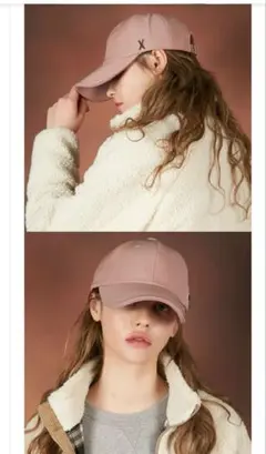 VARZAR ♥️小顔効果 深め キャップ　 ピンク キャップ 　調整可能