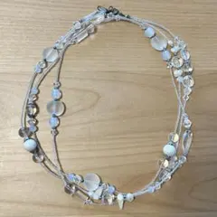 【Natural Beauty Basic】クリアビーズのロングネックレス