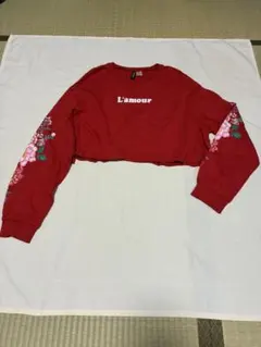 H&M ロゴ クロップド丈 長袖カットソー
