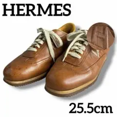 良品 HERMES エルメス クイック スニーカー 革靴 Hロゴ ブラウン 定番のサムネイル