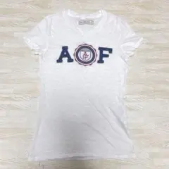 アバクロンビーアンドフィッチ　アバクロ　白Tシャツ　ロゴあり　S