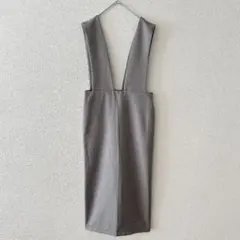 ラコレ サロペット ロングスカート グレー 裏地付 スリット お出かけレディースのサムネイル