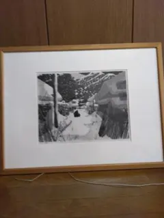 真作 額の裏に書 原田泰治 ふるさとの四季 ねむの花 リトグラフ本人