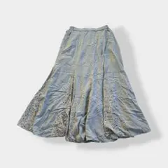 AMERICAN HOLIC 小花柄 フレア ロングスカート グレー M
