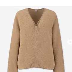 フリース Vネック フルジップ カーディガン ユニクロ ベージュ UNIQLO