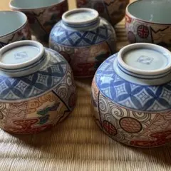 三洋陶器 林斎 絵変わり 丼ぶり揃 5客 どんぶり 古伊万里 色絵 赤絵