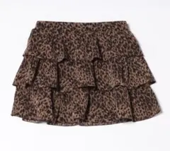 【apres jour】３段ティアードミニスカート　レオパード柄