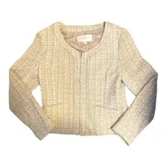 【美品】プロポーションボディドレッシング ツイードノーカラージャケット