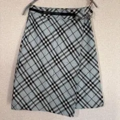 バーバリーブルーレーベル 巻きスカート ノバチェック ブルー系 38