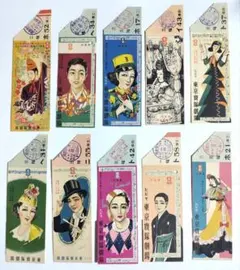 ◆美品 希少 大正時代◆中村福助『おみつ』羽子板型 花山版 和紙 木版画 6枚 ◇美品 希少 大正時代◇中村福助『おみつ』羽子板型 花山版 和紙 木