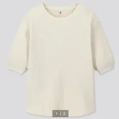 UNIQLO ワッフルクルーネックT（5分袖）