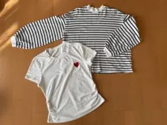 SHEIN ハート白TシャツL size⭐︎ボーダー長袖GRL フリーsize