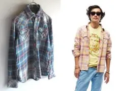 名作 TMT フェード加工 PREMIUM CHECK SHIRT S
