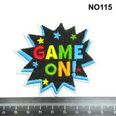 NO115 GAME ONロゴ　アイロン接着　刺繍ワッペン　パッチ