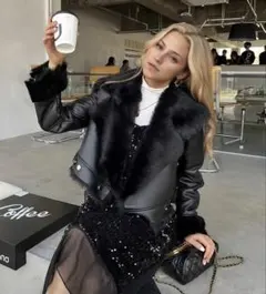 ライダース　ファージャケット