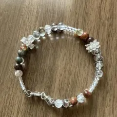 天然石ビーズブレスレット フラワーモチーフ
