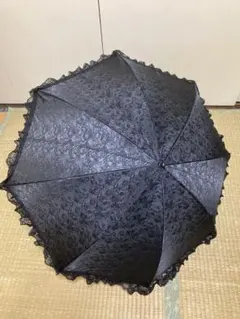 【未使用】アイデアル　折り畳み　日傘　フリル　レース　薔薇柄　傘生地