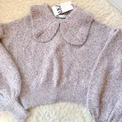 ✳︎新品未使用タグ付✳︎ZARA  ボリューム袖　襟付きニット
