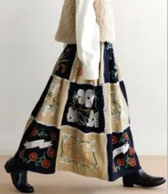 新品☆アメリカンラグシー　LEIN 刺繍フレアスカート パッチワークのサムネイル
