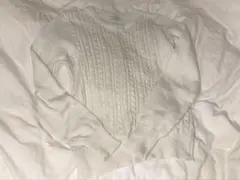 earth ケーブル編み ホワイトセーター S