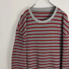 サーマルシャツ ボーダー柄 長袖シャツ ロンT ワッフルT