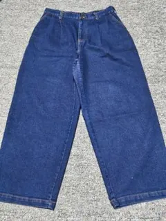 GU Vintage 濃い青デニムワイドパンツ